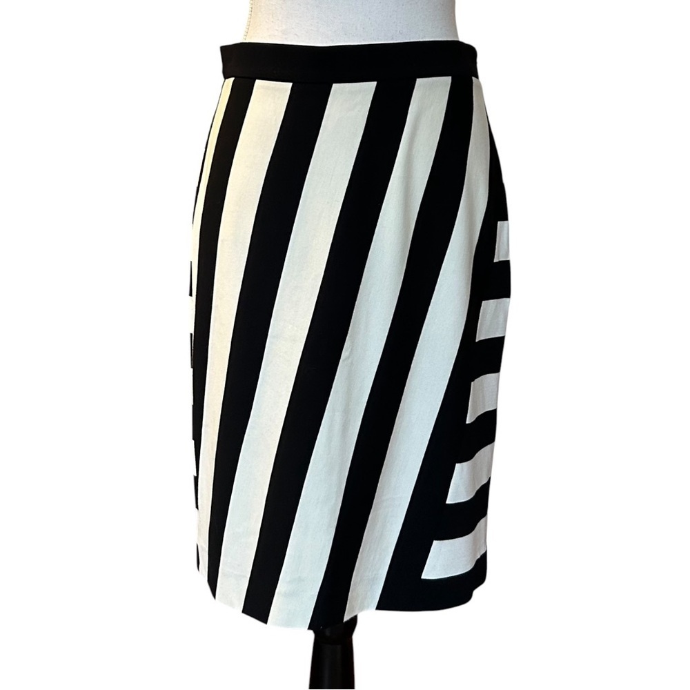 Banana Republic Rugby Stripe Knit Pencil Skirt Women’s SZ 4 in Black White